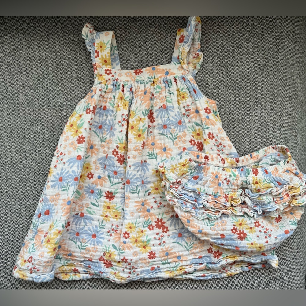 Angel Dear cotton muslin dress with matching diaper cover, size 18-24 months